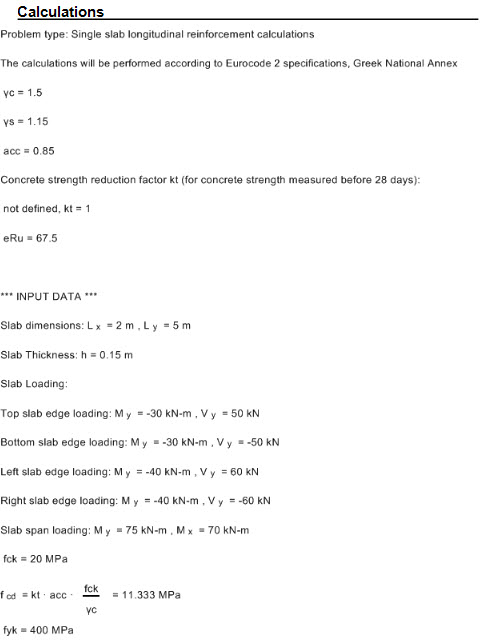 Calculation procedure - equations